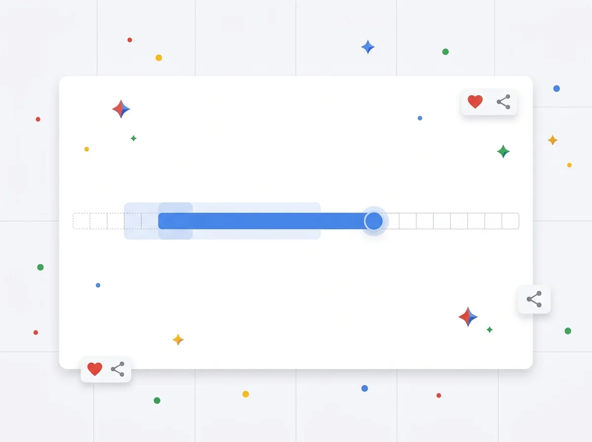 A strip of calendar squares with a blue window stretched by a slider handle