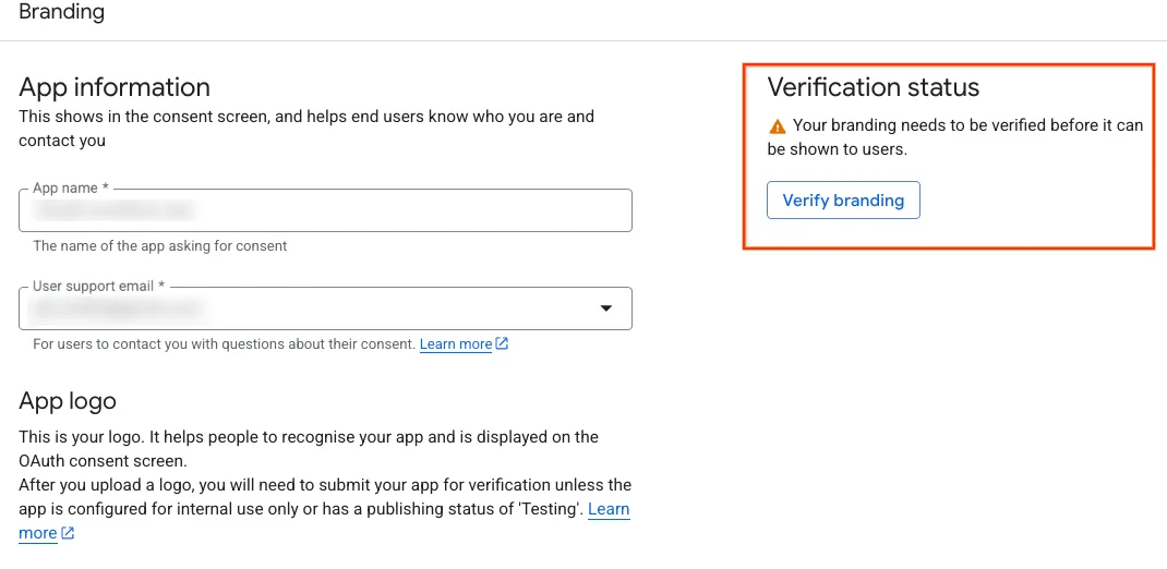 Verification status kartica sa dugmetom Verify branding