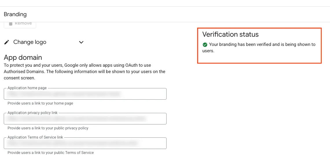 Verification status sa zelenom potvrdom da je branding verifikovan i prikazan korisnicima